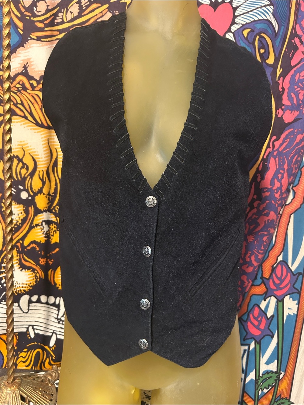 Classic Black Suede Vest - Men’s Button Front Vest